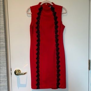 Red & black sleeveless dress